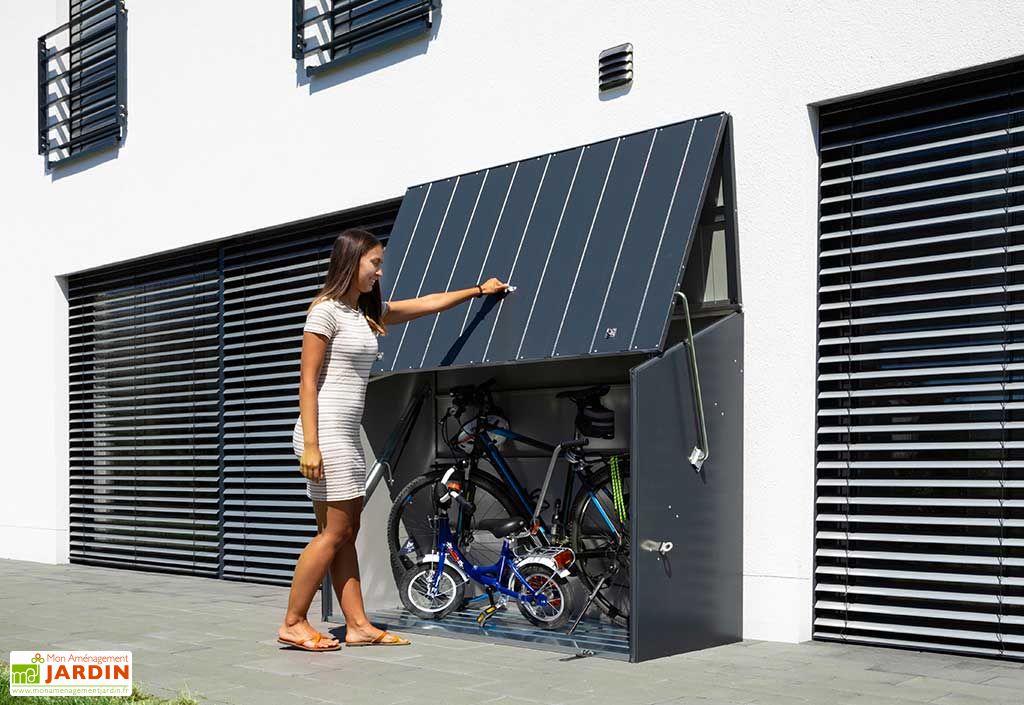 Abri à vélo métal en acier galvanisé gris anthracite 4 m² pour 4