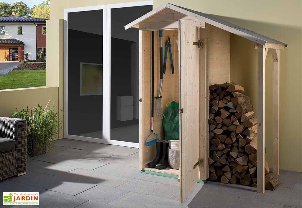 Armoire de jardin en bois traité THT avec étagères 1,24 x 2 m