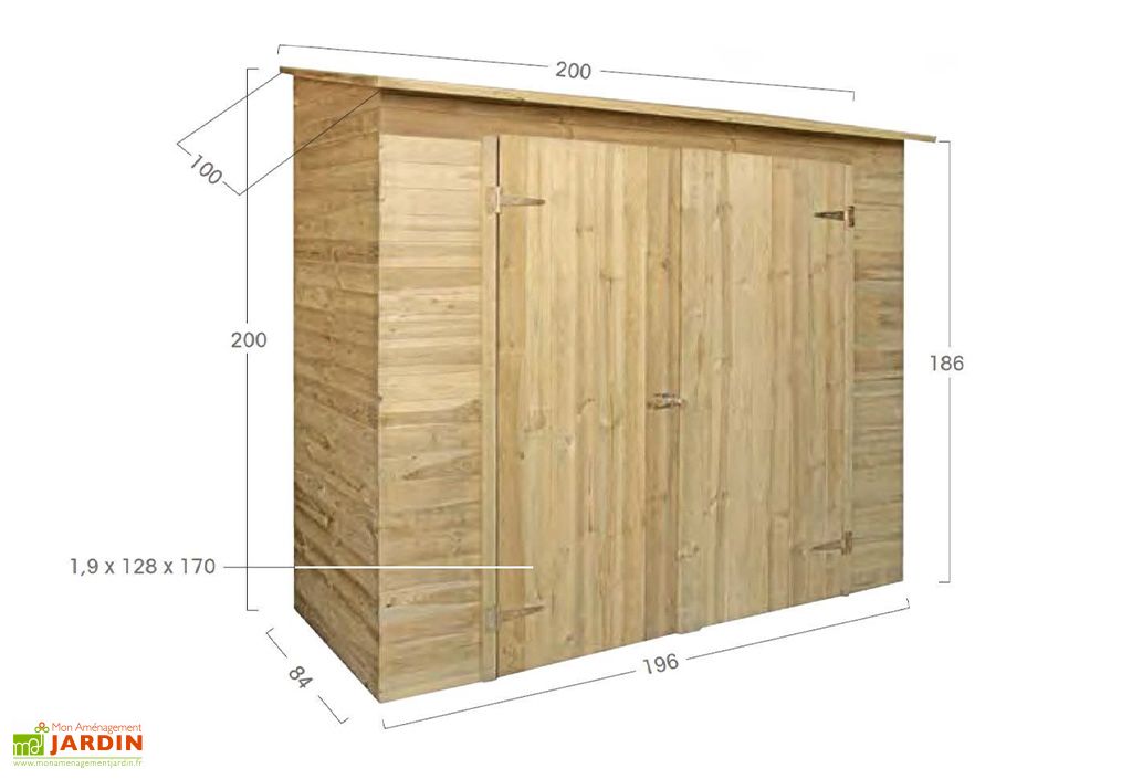 Armoire de jardin bois, rangement extérieur, adossable, armoires