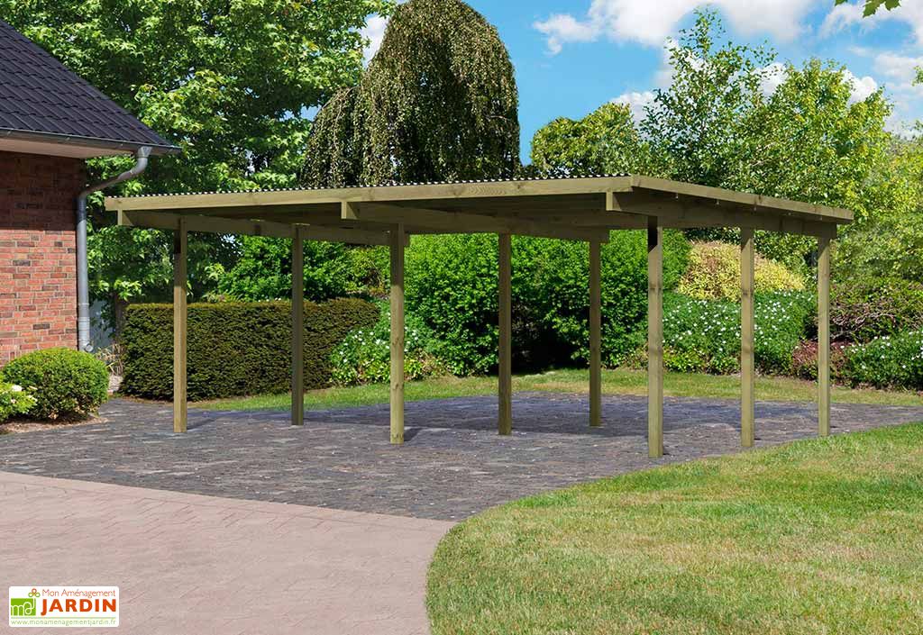 Carport Double En Bois D Pic A Trait Eco M Karibu