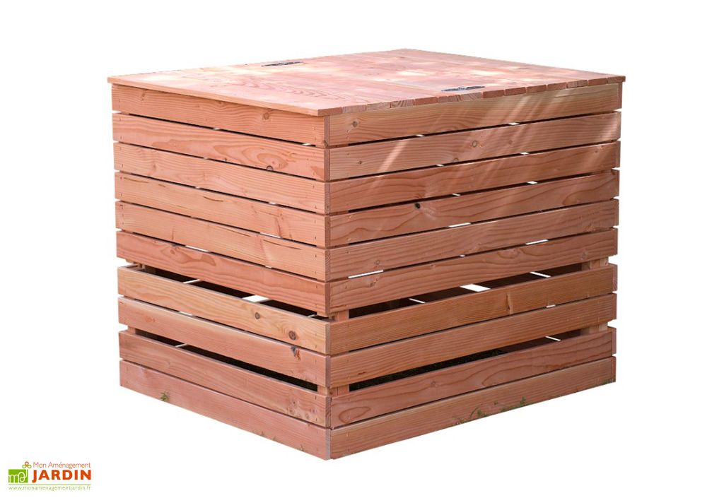 Composteur en bois Douglas Steel 148 L – 50 x 45 x 82 cm - Mon