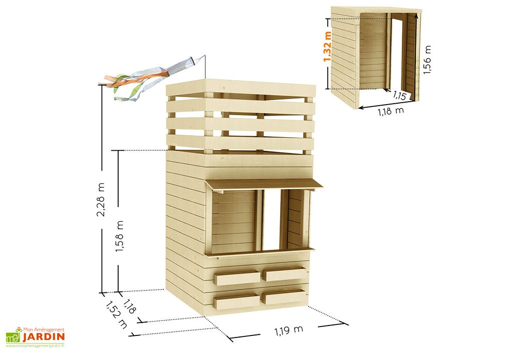 Cabane en bois pour enfant - SOULET - Patty - Dimensions L: 1.33
