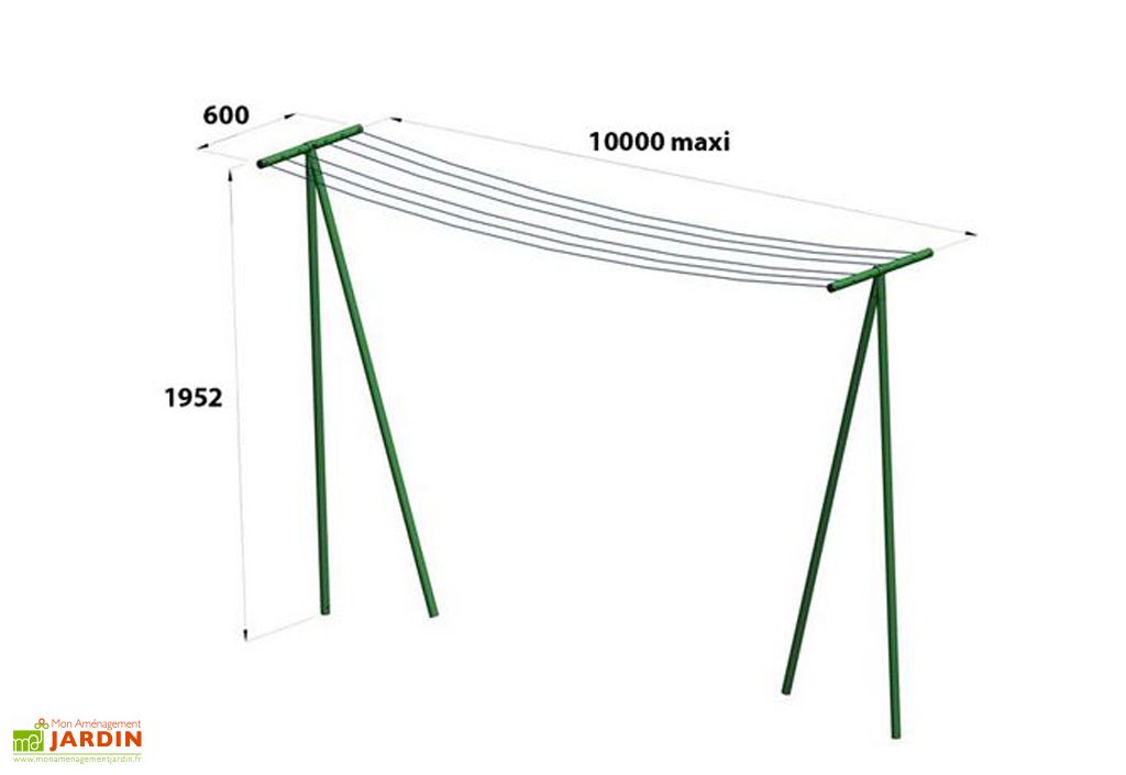 Etendoir à linge pour jardin de 60 mètres, DIRICKX, vert