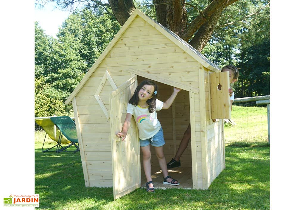Cabane bois terrasse couverte pour enfant Sarah - Soulet