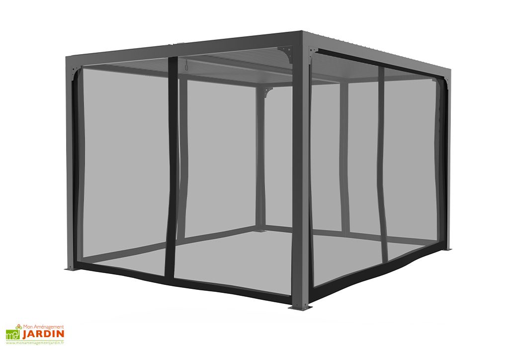 Moustiquaire pour abri de jardin hometrends de 3 m x 3 m (10 pi. x 10 pi.)  Rideau d'intimité pour gazebo à toit rigide de 10 pi x 10 pi 