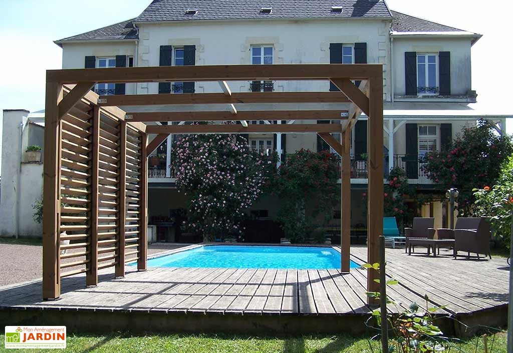 Pergola en bois massif traité très haute température pas cher