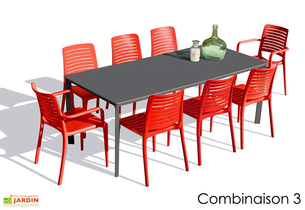 Salon de jardin n°146 comprenant 1 table ovale extensible 150/200*90 et 3  lots de 2 chaises pliantes textilène taupe - DPI Import