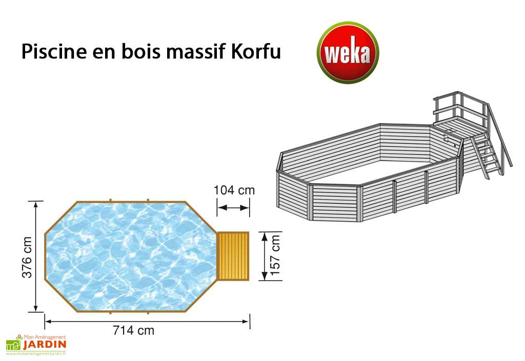 Piscine Bois Hors-Sol Korfu + Kit 20,4 m3 (3,76x7,14) - Weka