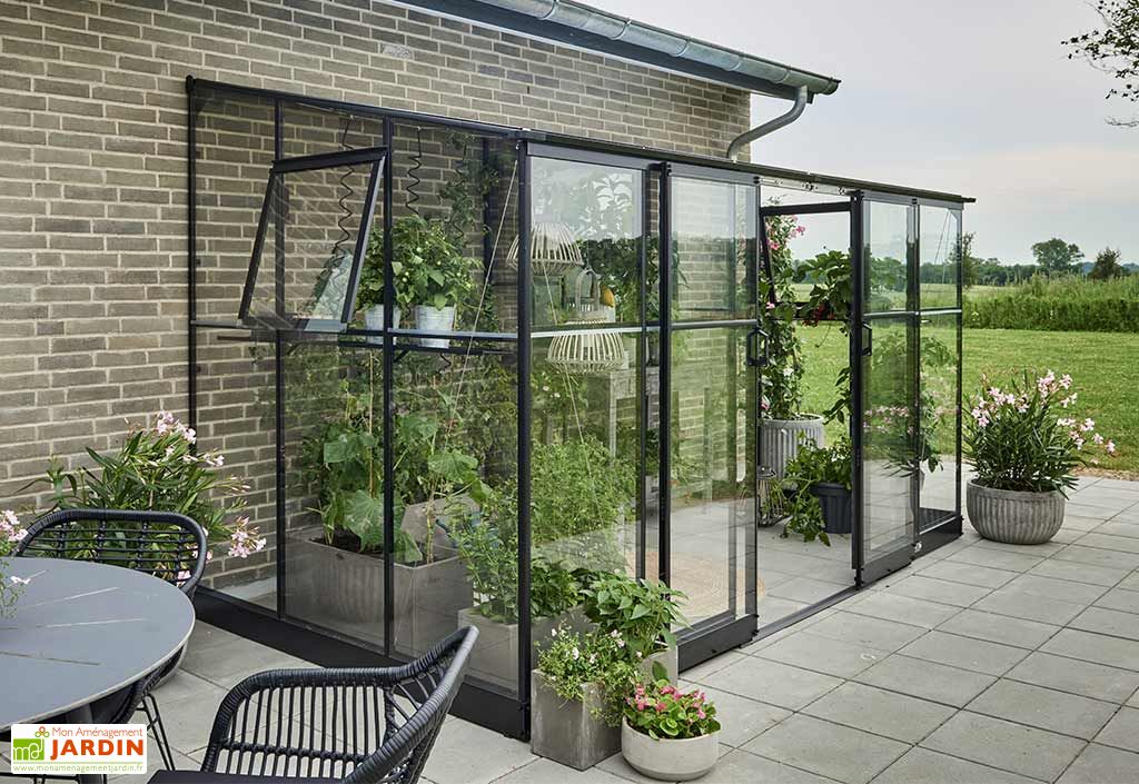 Serre de jardin adossée en verre trempé Qube Lean-to 68 – 4,7 m² - Halls