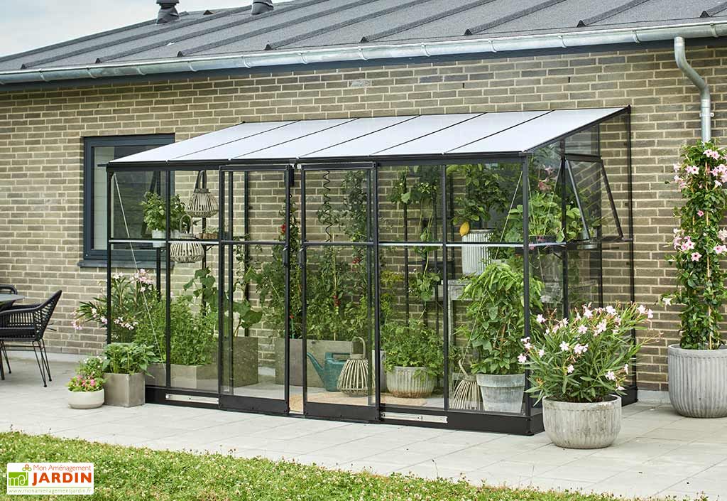 Serre de jardin adossée en verre trempé Qube Lean-to 26 – 1,2 m² - Halls