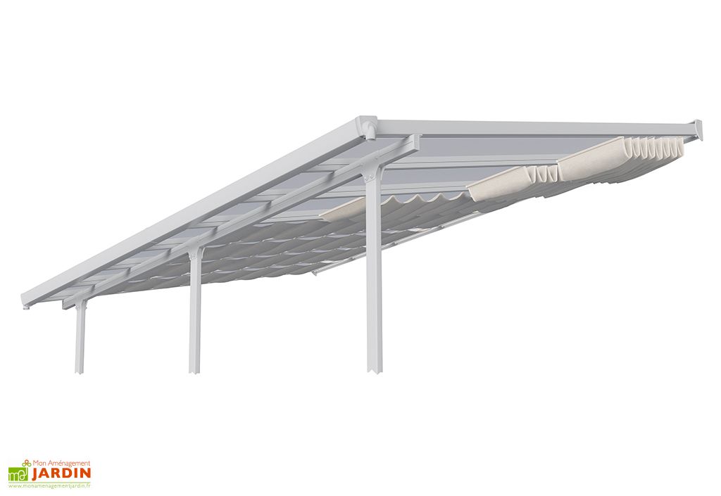 Pergola aluminium classique sur mesure toiture en polycarbonate 16 mm tous  ral