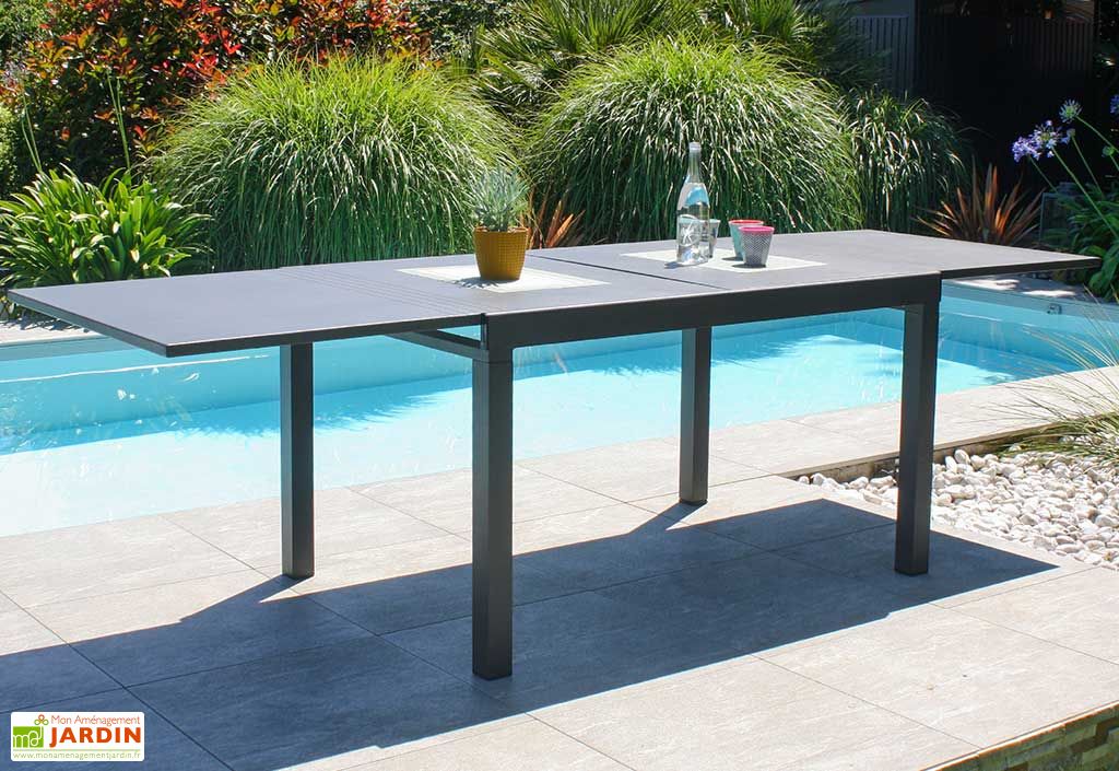 Table de jardin extensible aluminium 135/270cm + 8 fauteuils