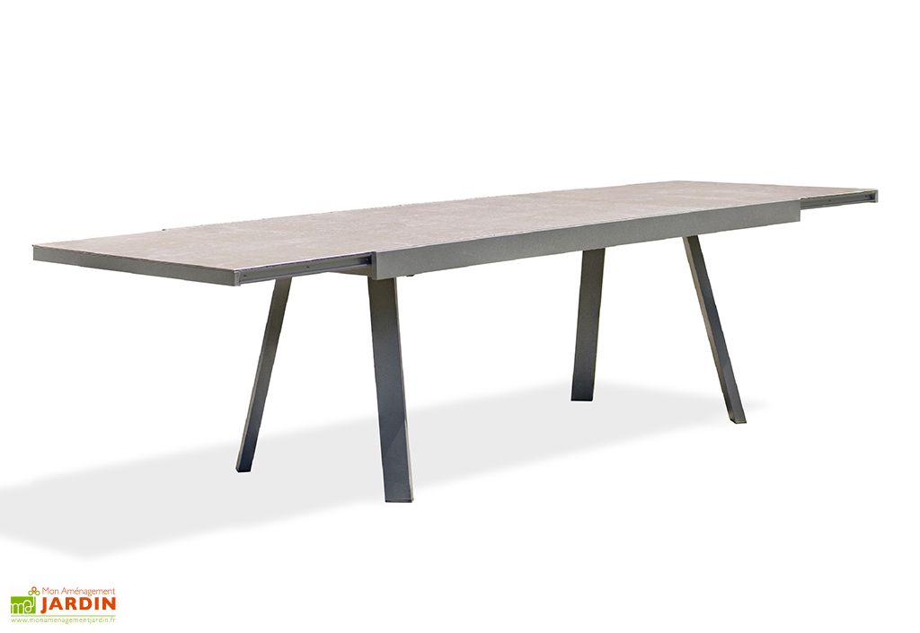 Table de jardin aluminium XL extensible plateau céramique Tao3926