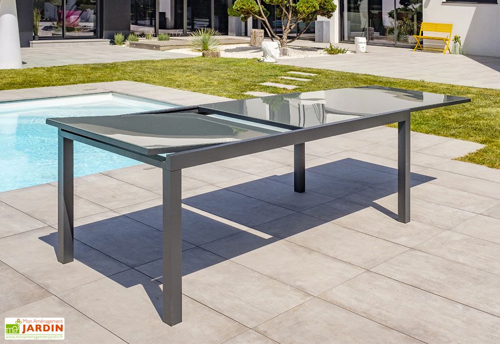 Table de Jardin Extensible Aluminium et Verre Tolede 200/300 cm - DCB Garden