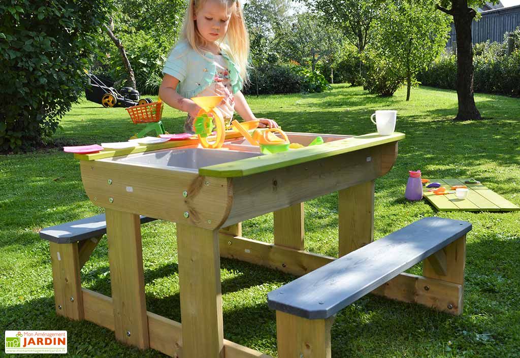 Table ronde en bois pour enfants avec bac de rangement 