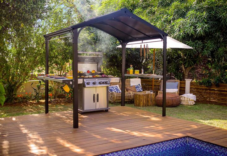 Abri barbecue en aluminium et polycarbonate 180 x 240 cm – Austin