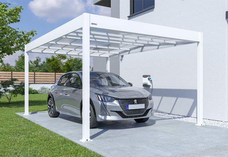 Carport en aluminium et polycarbonate Libeccio blanc – 15 m²