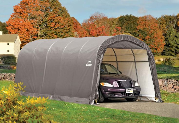 Abri voiture en toile : polyéthylène gris 610 x 370 cm – 22,57 m² - Shelter  Logic