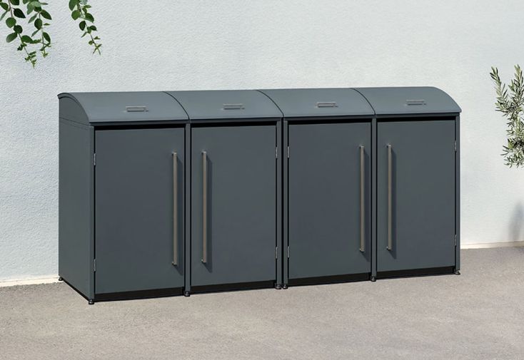 Cache-poubelle en acier Moderna - 83 x 278 x 135 cm (4 poubelles)