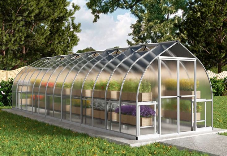 Serre de jardin en aluminium et polycarbonate Bella – 20,5 m²