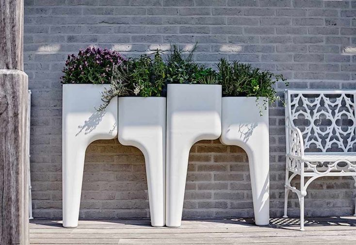 Jardinière d'extérieur en plastique blanc de design italien
