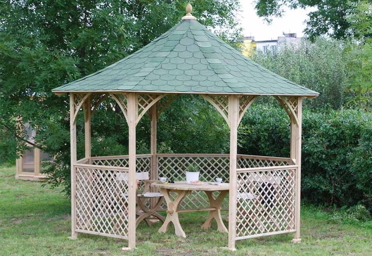 Kiosque de jardin en bois traité toit en shingle Chopin Eco - 11,34 m² -  Jagram