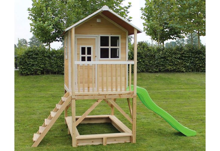 Cabane pour enfants en bois Loft 500, avec bac à sable - Exit Toys