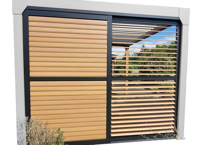 Panneaux brise-vues pour pergola aluminium Green Outside 3 m – effet bois