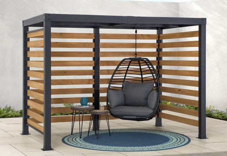 Pergola en acier thermolaqué et bois de cèdre Marao – 5,9 m²