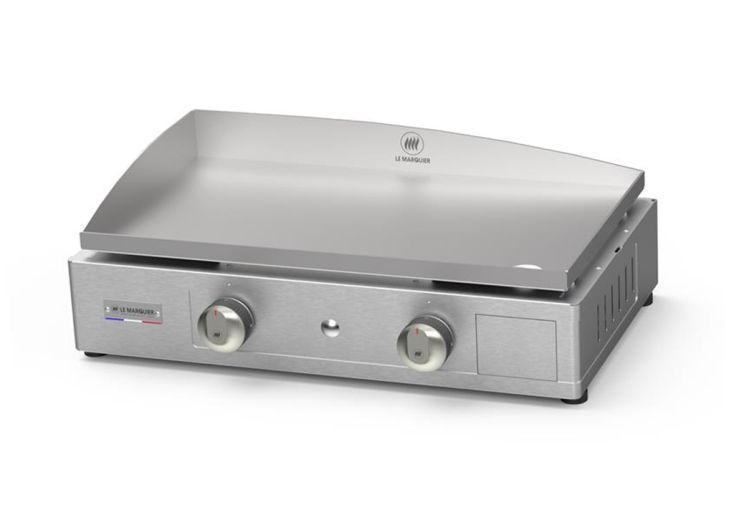 Plancha à gaz en inox Le Marquier 2 brûleurs 4 kW – 57 x 34 cm