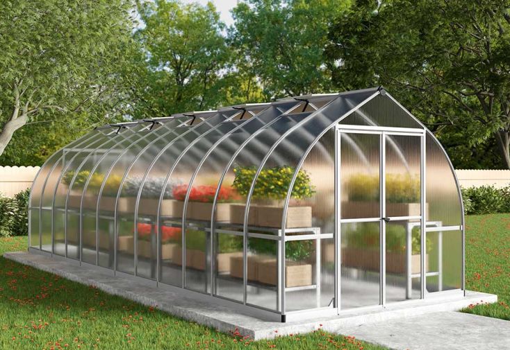 Serre de jardin en aluminium et polycarbonate Bella – 17,6 m²