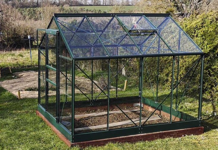 Serre de jardin en verre trempé Lams 4,9 m² - Allium vert