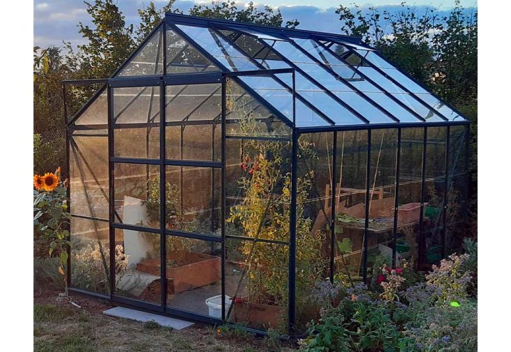 Serre de jardin en verre trempé Lams 9,7 m² - Laurus vert