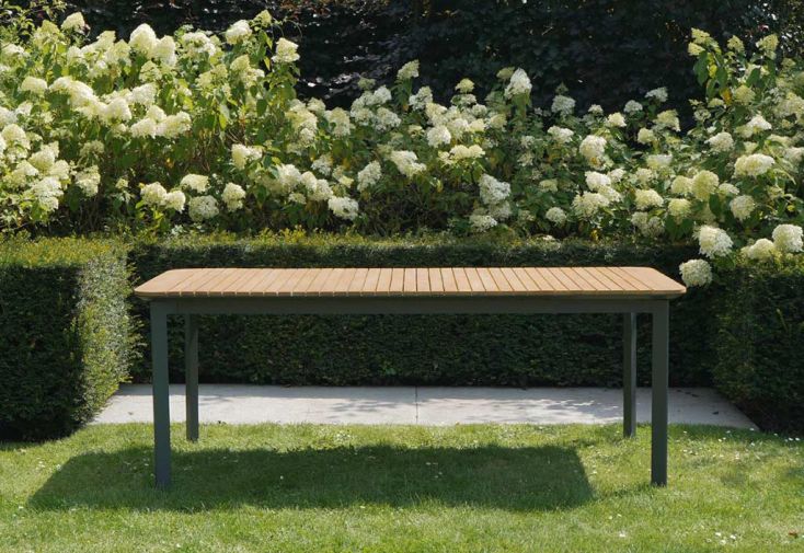 Table de jardin en teck et aluminium Piana – 100 x 200 cm