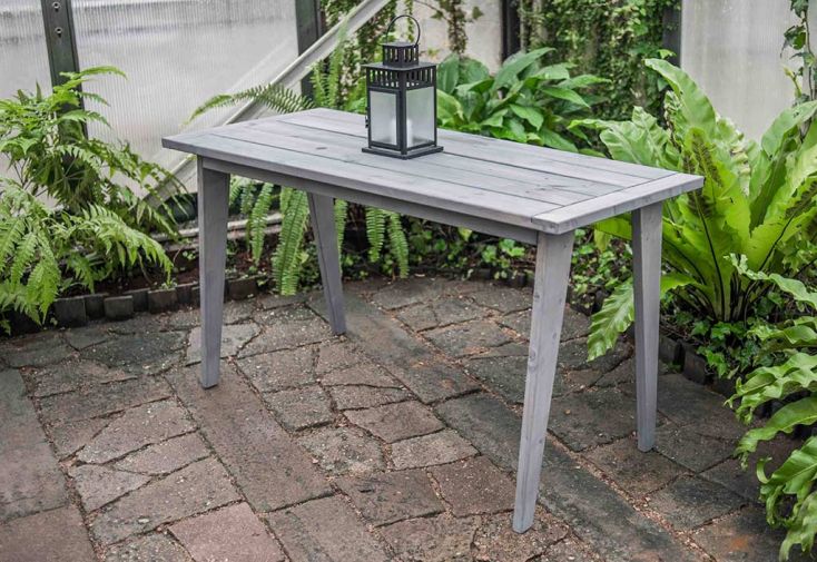 Table de jardin en bois de pin imprégné gris – 137 x 59 x 74 cm