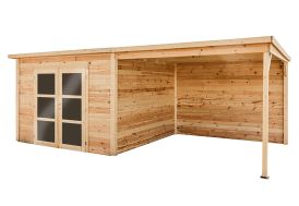 Abri de jardin en bois d'épicéa traité toit bac acier Thermabri – 9 m² -  Habrita