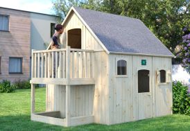 Grande cabane enfant Soulet en bois brut Duplex