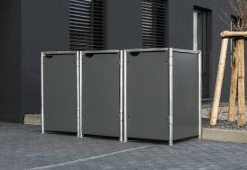 Cache poubelle extérieur métal 132x80x116cm 2x240L Cube - WESTMANN -  Mr.Bricolage