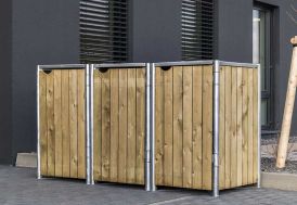 Cache-poubelle de jardin Müllbox – HIDE en aluminium noir 3x240L