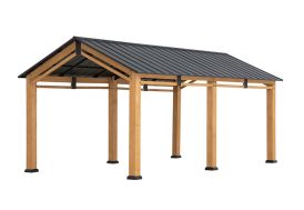 Carport 2 voitures en bois avec toit en acier