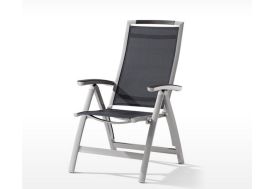 chaise de jardin pliable en aluminium et textilène gris