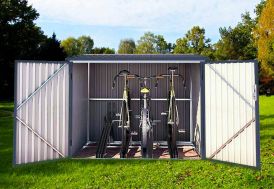 Coffre de Rangement Vélos en Acier Galvanisé 3,5 m² Chalêt-Jardin
