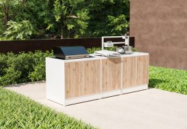 Cuisine extérieure modulable avec barbecue gaz Prime White Noltia System