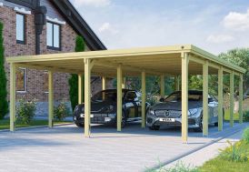Abri pour voiture double en bois autoporté – 5 x 5 m - Weka - Happy bois -  Le spécialiste des piscines hors sol en bois