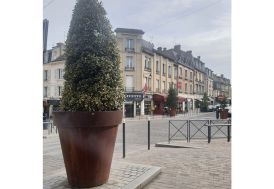 Pot de fleurs rond en polyéthylène haute densité effet Corten PAPI