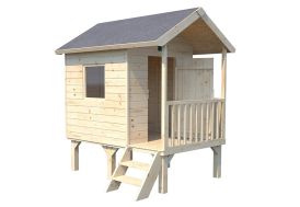 Maisonnette pour enfant en bois brut sur pilotis – Kangourou+