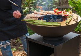 FEU DU JARDIN - Braséro/barbecue Olymp 100x100x40cm pour 6 à 8 personnes  Feu du jardin