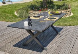 Table de jardin extensible Honfleur 8P en aluminium (135<270 x 90