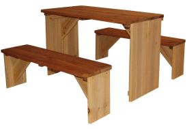 table pique-nique 70 x 80 x 45 cm bois fsc cèdre tropical