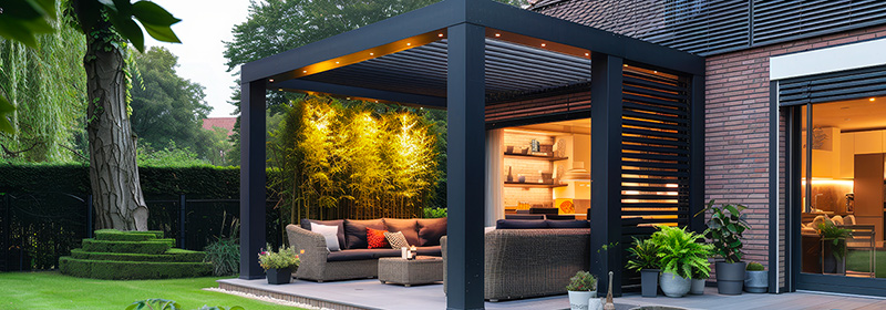 pergola autoportée avec accessoires